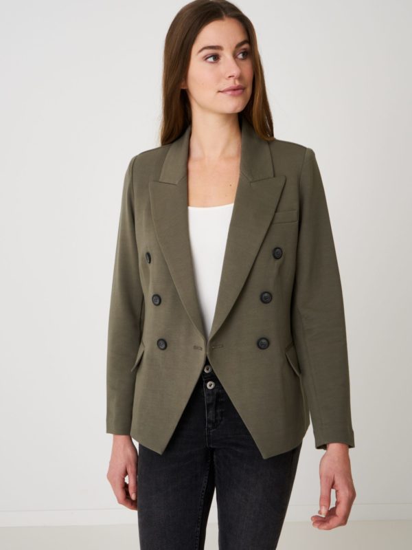 Sweatshirt blazer met dubbele borstknoopjes bestellen via fashionciao