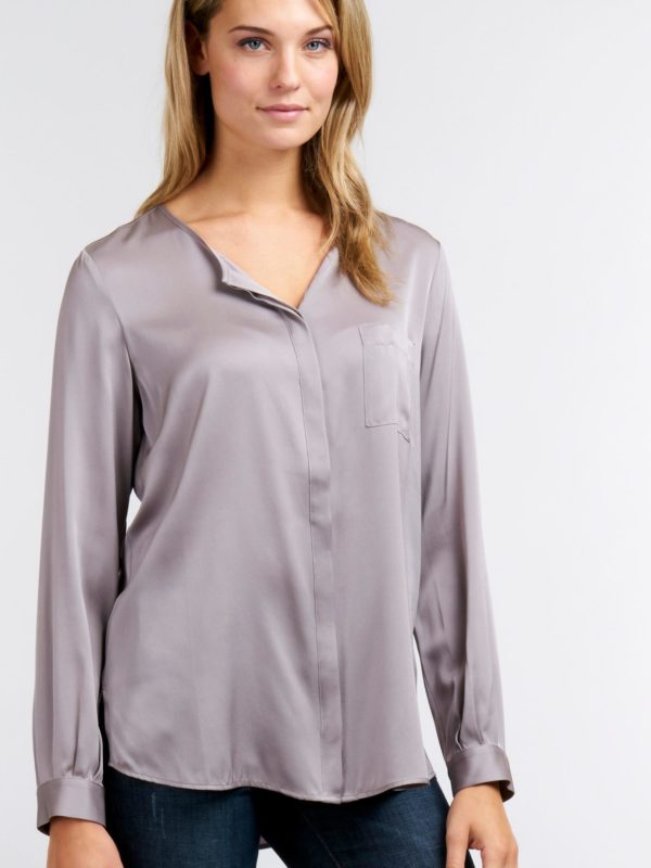 Zijden blouse met split in de hals bestellen via fashionciao