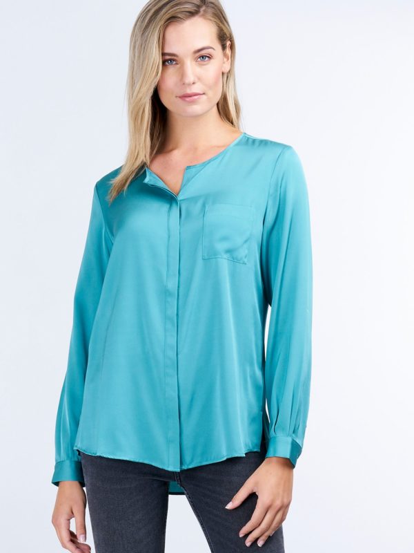 Zijden blouse met split in de hals bestellen via fashionciao