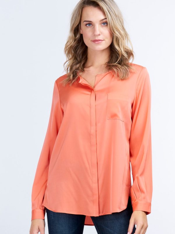 Zijden blouse met split in de hals bestellen via fashionciao