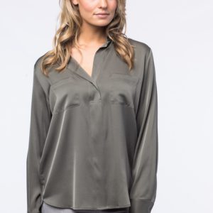 Zijden blouse met borstzakken bestellen via fashionciao