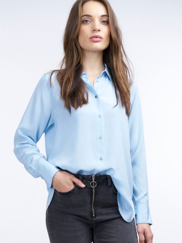 Zijden blouse met hemdkraag bestellen via fashionciao