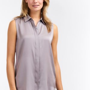 Mouwloze zijden blouse bestellen via fashionciao