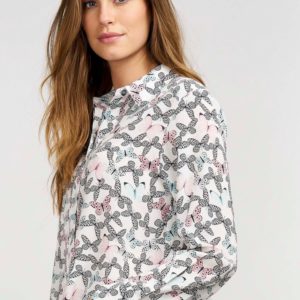 Zijden blouse met vlinderprint bestellen via fashionciao