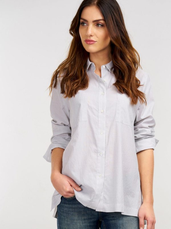 Gestreepte blouse met borstzakken bestellen via fashionciao