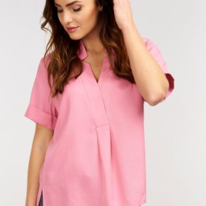 Oversized blouse met overhemdkraag bestellen via fashionciao