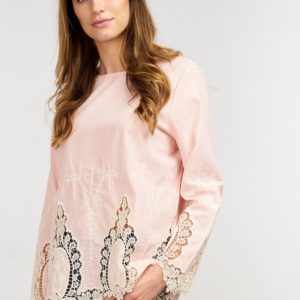 Gestreepte blouse met borduursel bestellen via fashionciao