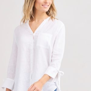 Oversized linnen blouse met strik aan de mouw bestellen via fashionciao