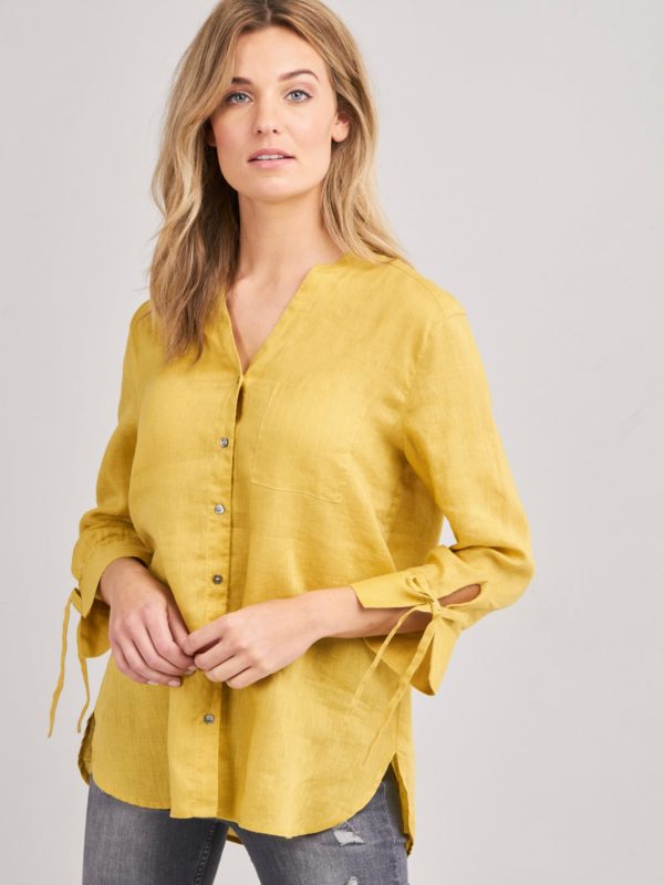 Oversized linnen blouse met strik aan de mouw bestellen via fashionciao