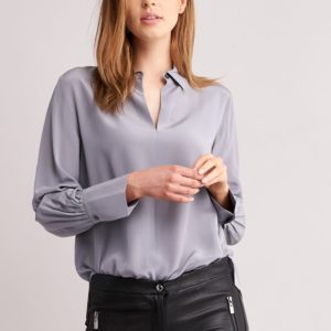 Zijden blouse met overhemdkraag en sleutelgat-halslijn bestellen via fashionciao