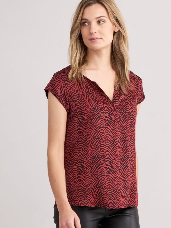 Blouse top met zebraprint van elastische zijde bestellen via fashionciao