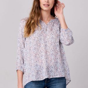 Zijden blouse met mille-fleur-print bestellen via fashionciao