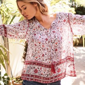 Zijden boho-blouse met paisley-motief bestellen via fashionciao