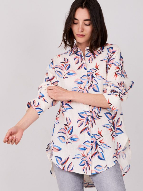 Overhemdblouse met tropische print bestellen via fashionciao