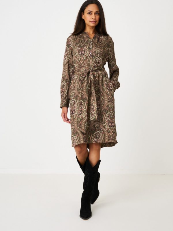 Zijden paisley jurk met riem bestellen via fashionciao