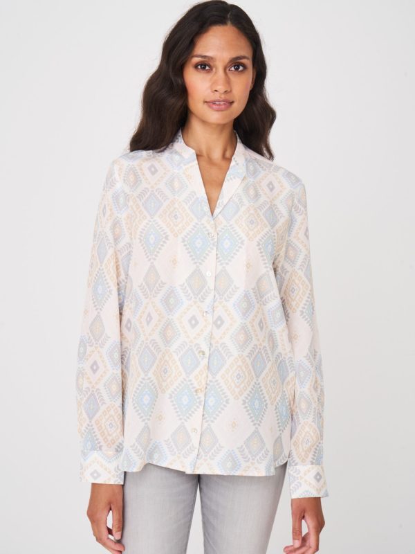 Zijden blouse met Azteken-print bestellen via fashionciao