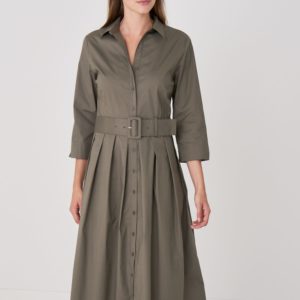 Katoenen jurk met overhemdkraag en knopen bestellen via fashionciao