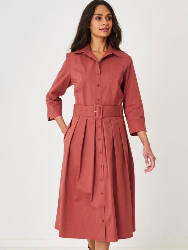 Katoenen jurk met overhemdkraag en knopen bestellen via fashionciao