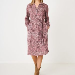 Lange satijnen zijden jurk met paisley print bestellen via fashionciao