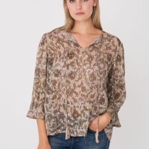Paisley print blouse met halskoord en glitter details bestellen via fashionciao