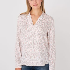 Satijnen zijden blouse met etnische print bestellen via fashionciao
