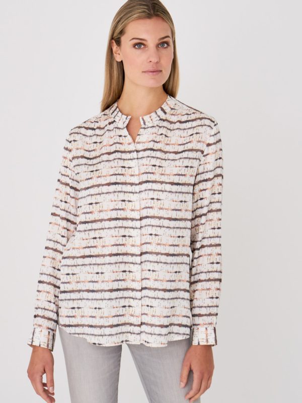 Satijnen zijden blouse met gestreepte tie dye print bestellen via fashionciao