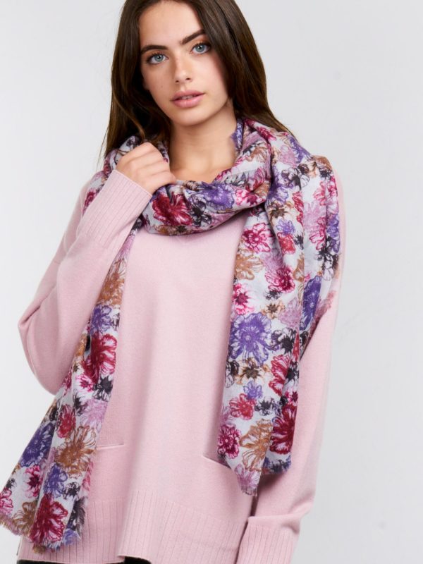 Cashmere pashmina sjaal met bloemenprint bestellen via fashionciao