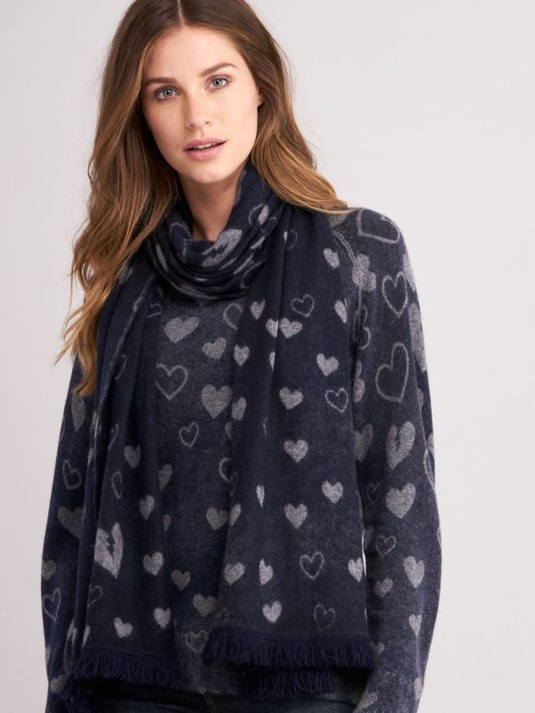 Cashmere sjaal met hartjesprint bestellen via fashionciao