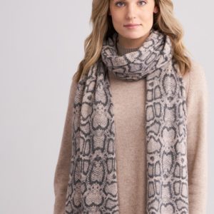 Glinsterende cashmere sjaal met slangenprint bestellen via fashionciao