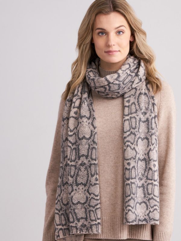 Glinsterende cashmere sjaal met slangenprint bestellen via fashionciao