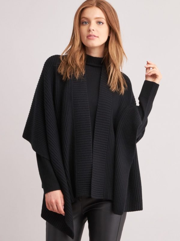 Grof gebreide cape met ribtextuur van cashmere melange bestellen via fashionciao