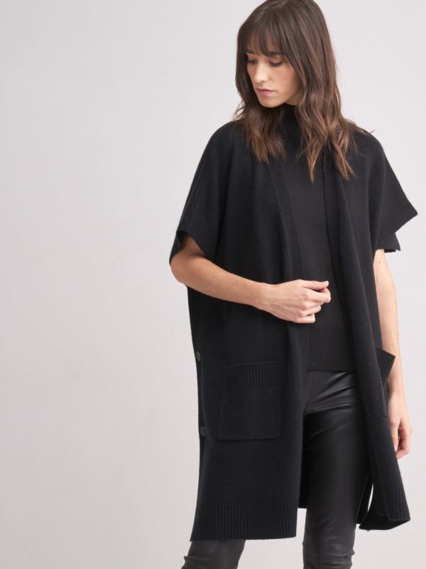 Oversized gilet met zakken van cashmere melange bestellen via fashionciao