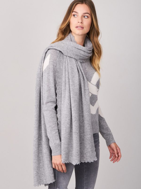 Cashmere sjaal met golvende zoom bestellen via fashionciao