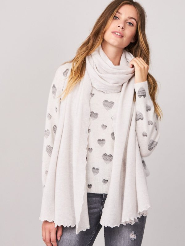 Cashmere sjaal met golvende zoom bestellen via fashionciao