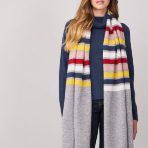 Multikleuren gestreepte sjaal van cashmere bestellen via fashionciao