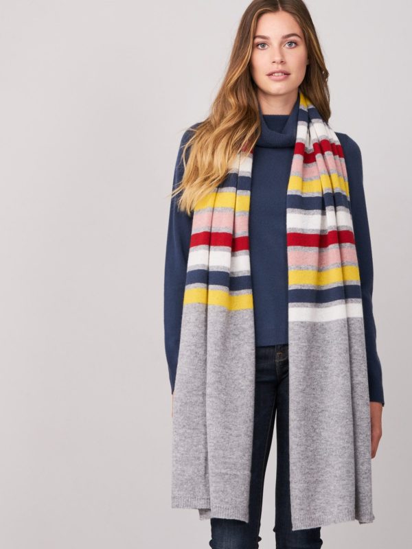 Multikleuren gestreepte sjaal van cashmere bestellen via fashionciao