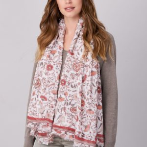 Vierkante sjaal met bloemenmotief van zijde en modal bestellen via fashionciao