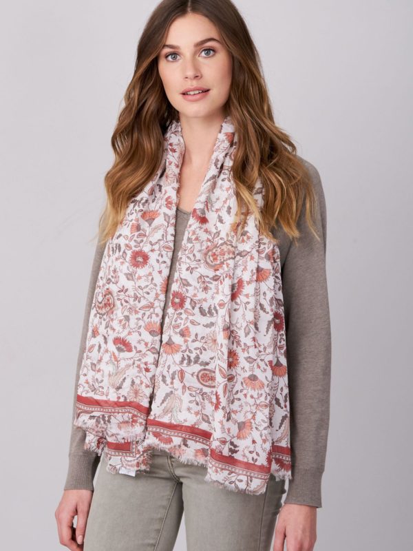 Vierkante sjaal met bloemenmotief van zijde en modal bestellen via fashionciao