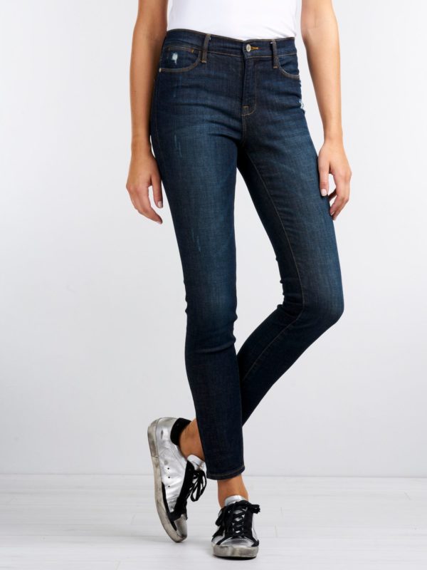 Stretch denim jeans met destroyed details bestellen via fashionciao