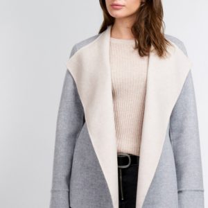 Tweekleurige geweven jas van cashmere en wol melange bestellen via fashionciao