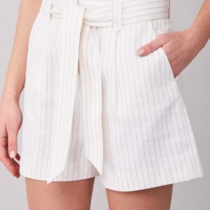 Gestreepte shorts met tailleband van hoogwaardige Italiaanse linnen-mix bestellen via fashionciao
