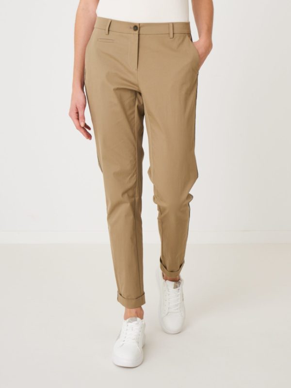 Dames stretch chino met metallic strepen bestellen via fashionciao