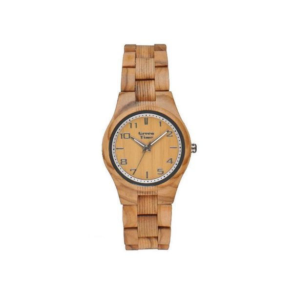 GreenTime – Houten Dames horloge ZW099B “Basic” Paris, 3HD Quartz uurwerk (Olijf Hout, Bruin, Donkergrijs, Zilver) bestellen via fashionciao